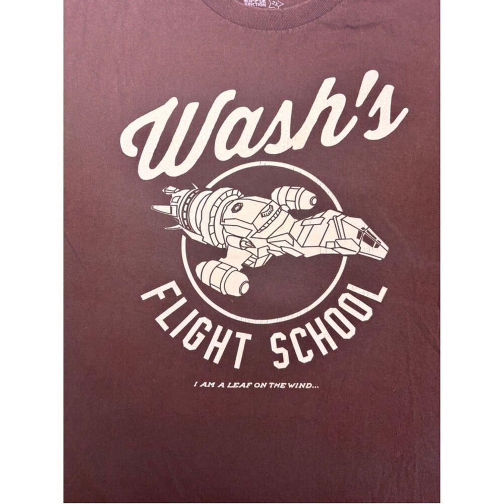 Men's Firefly "Wash's Flight School" T-Shirt - 2XL Brown Sci-Fi Graphic Tee